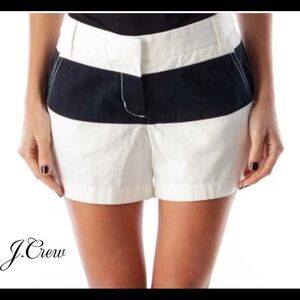 J. Crew Chino shorts Ivory white dark navy striped cargo Sz 4